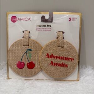 Miamica Cherry Adventure Luggage Tags. Set of 2. New.